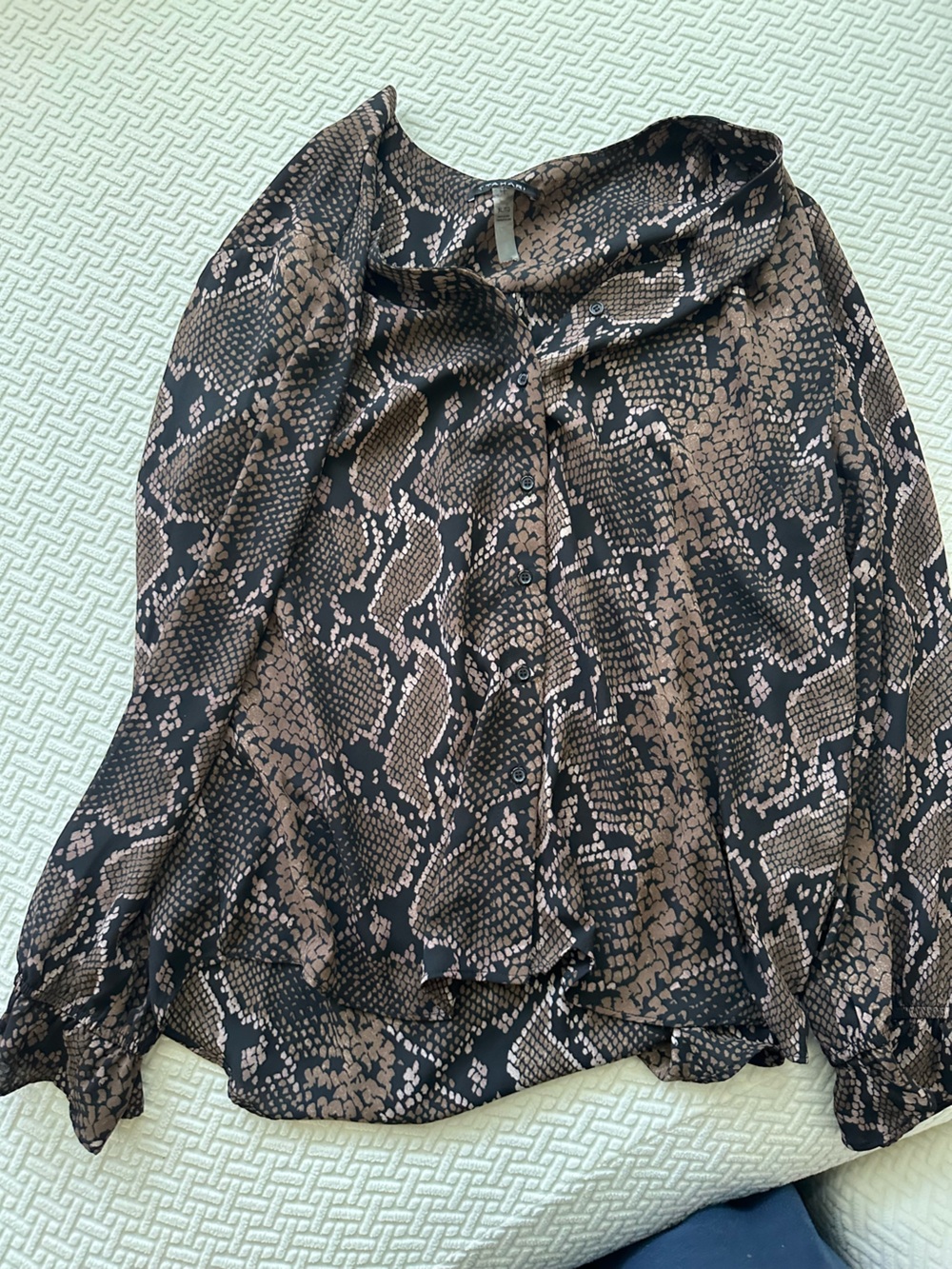 T Tahari Black and Brown Snake-Print Reptile Bedding Cover